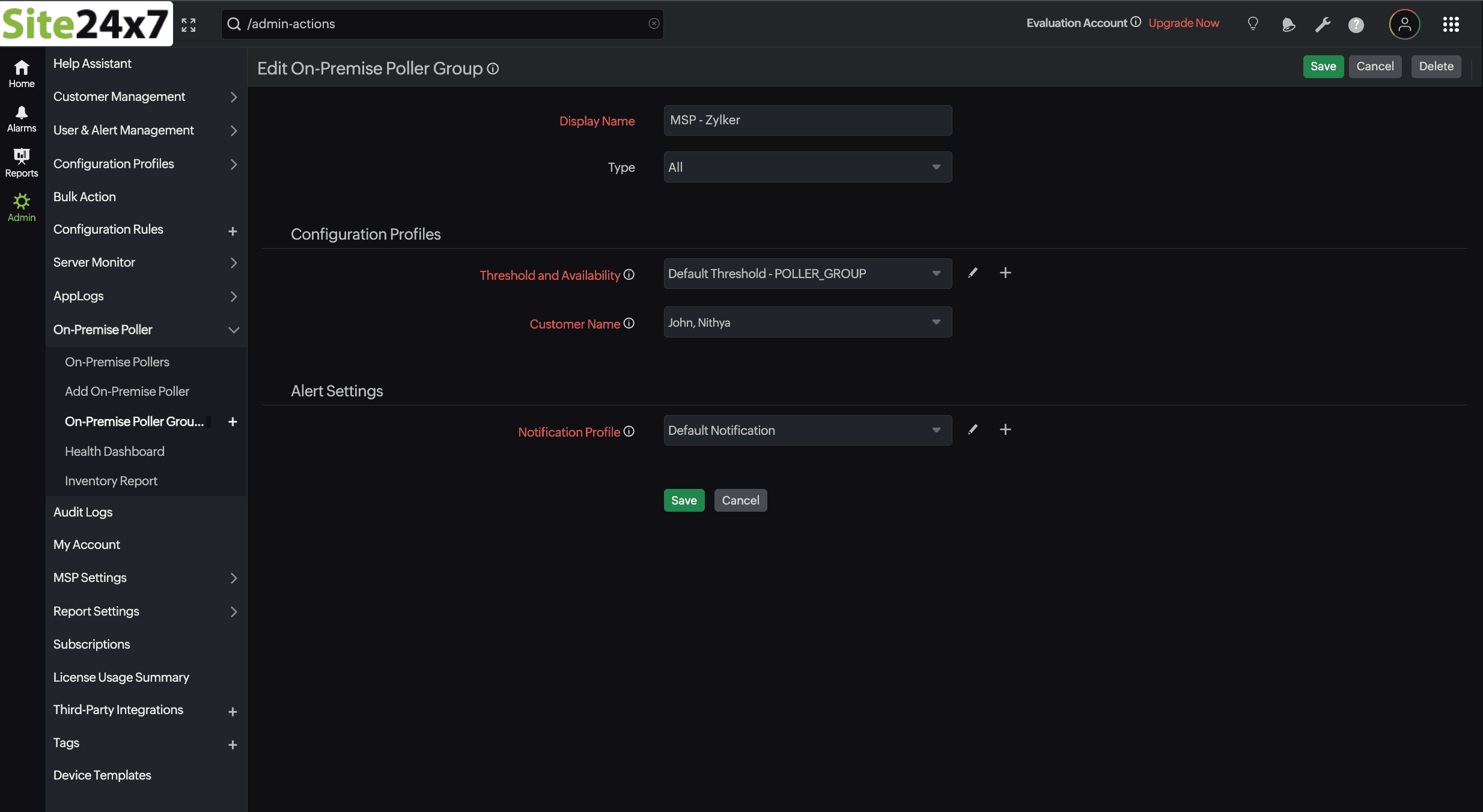 Edit On-Premise Poller Group Edit On-Premise Poller Group