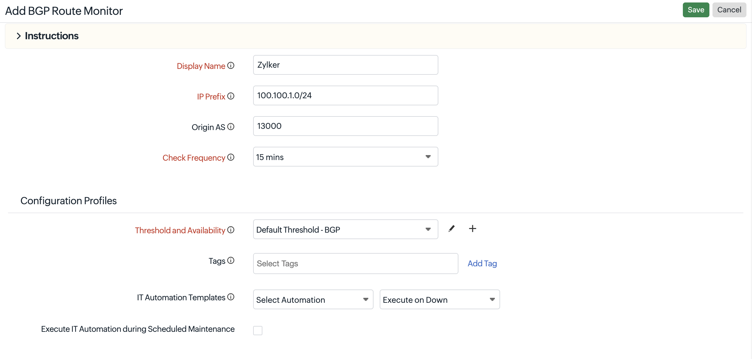 Add BGP Route monitor Add BGP Route monitor
