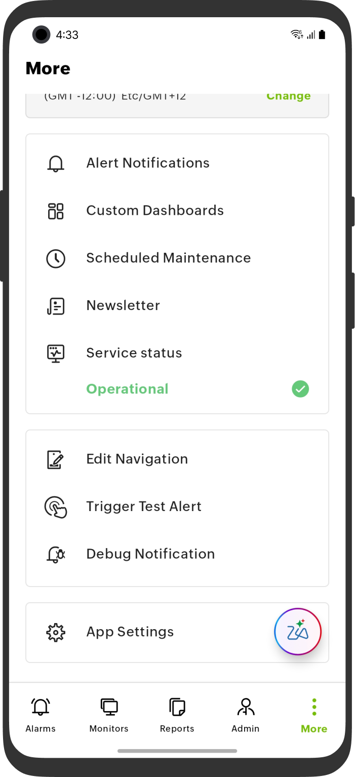 Debug Notification Menu Debug Notification Menu